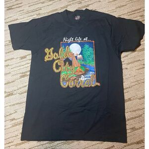 Vintage one stitch Tshirt USA Night Life at…Gold City Corral Moon Horse Tent Fir